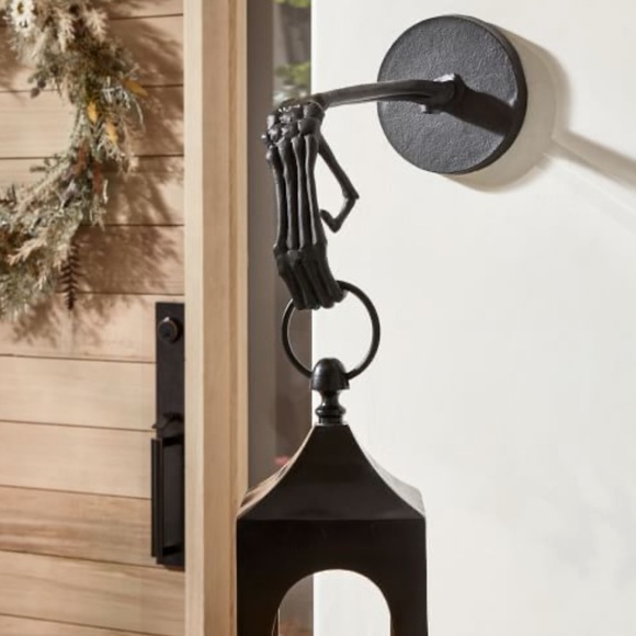 Pottery Barn Skeleton Lantern Hook Hands Set/2 Sold Out New In Box ☠️ - Picture 2 of 5